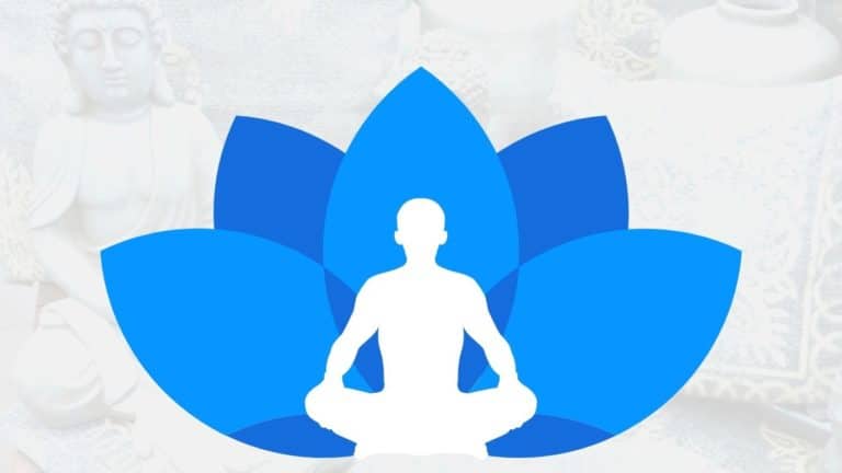 figura uomo in meditazione su fiore di loto